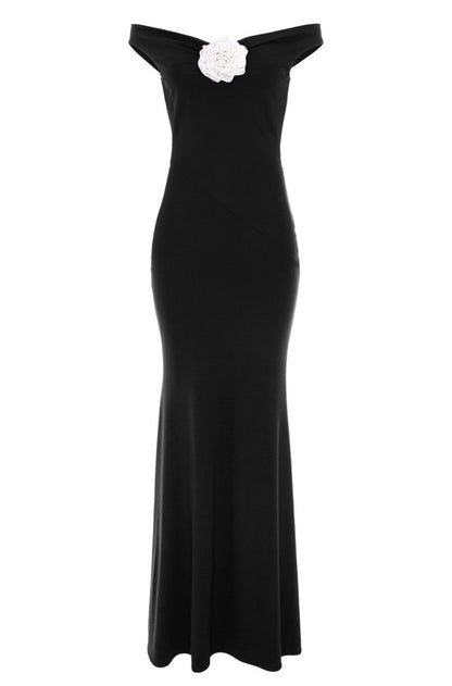 Venice Maxi Jersey Dress In Black