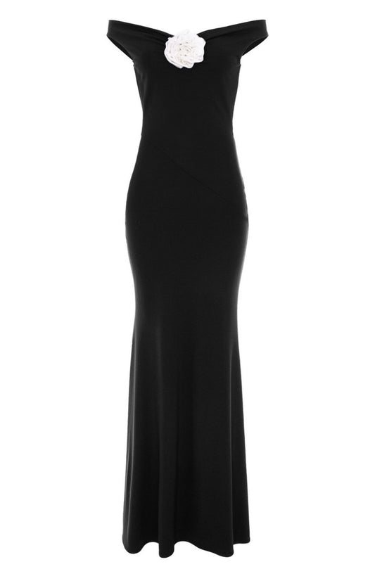Venice Maxi Jersey Dress In Black