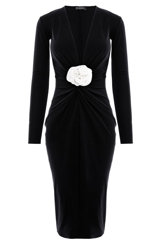 Mallorca Jersey Midi Dress in Black