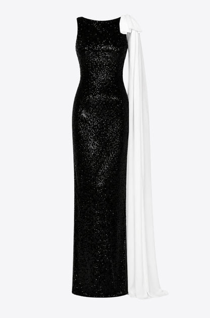 KYLIE BOW DETAILED SEQUIN BLACK