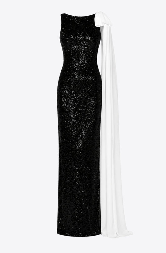 KYLIE BOW DETAILED SEQUIN BLACK