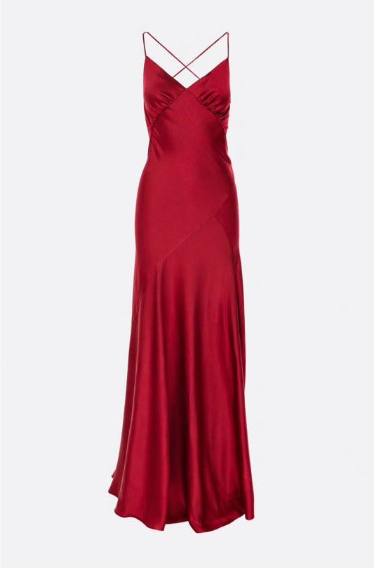Seville Satin Maxi Dress In Red