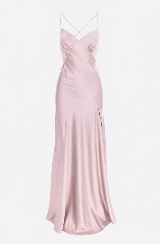 Seville Satin Maxi Dress In Old Pink