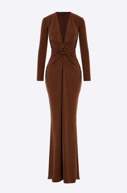 Mallorca Jersey Maxi Dress in Mocha