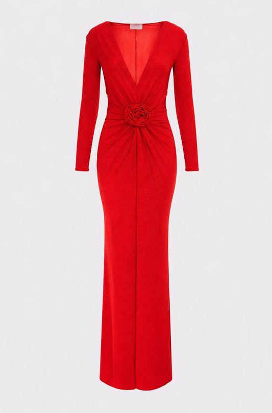 Mallorca Lurex Jersey Maxi Red