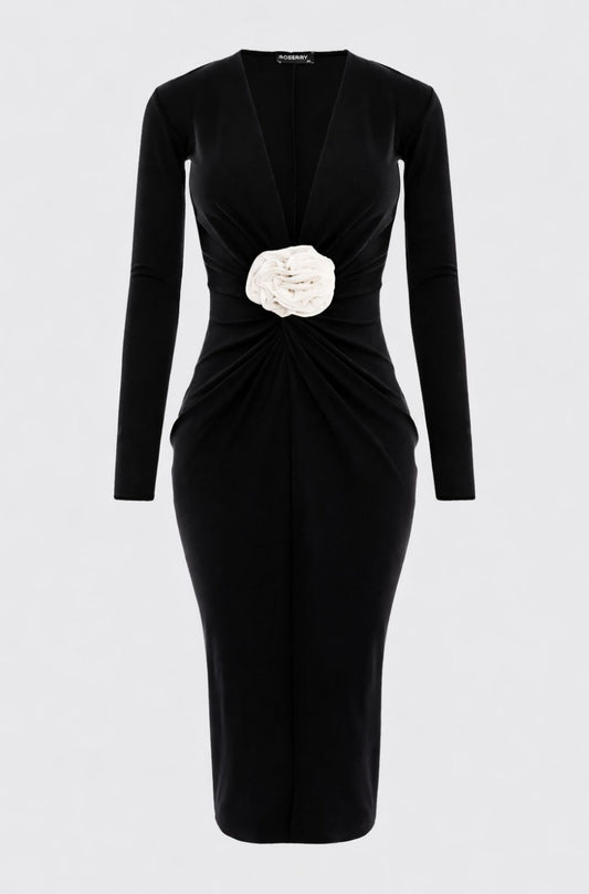 Mallorca Jersey Midi Dress in Black