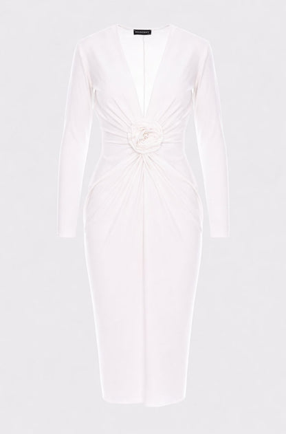 Mallorca Jersey Midi Dress in Off-White