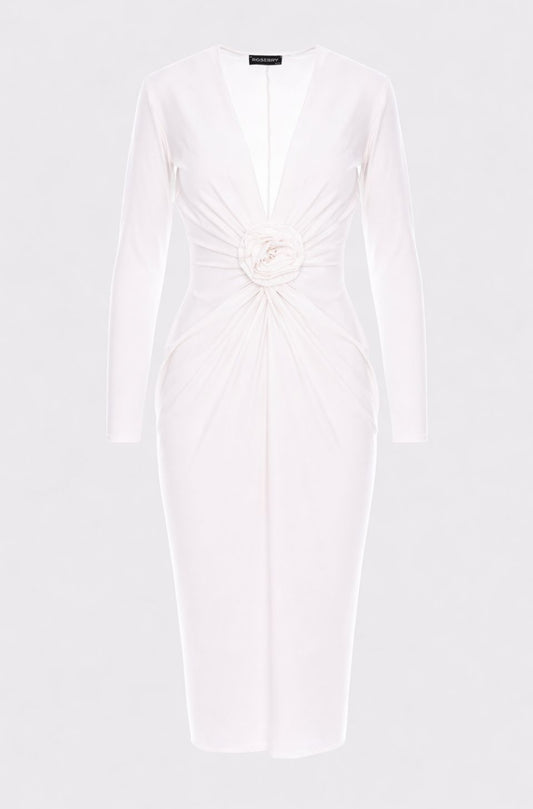 Mallorca Jersey Midi Dress in Off-White