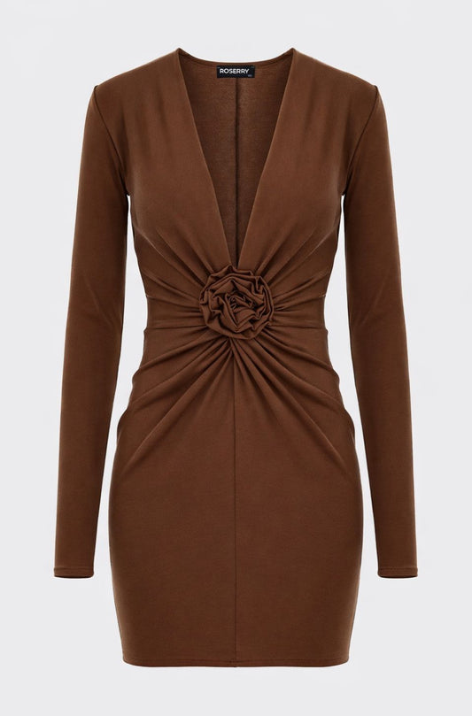 Mallorca Jersey Mini Dress in Mocha