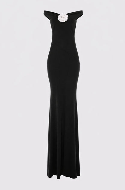 Venice Maxi Jersey Dress In Black