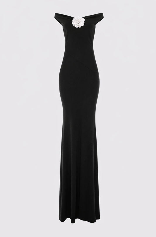 Venice Maxi Jersey Dress In Black