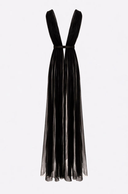 Santorini Cut Out Silk Tulle Dress in Black