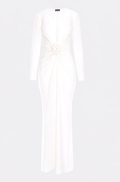 Mallorca Jersey Maxi Dress in Off White