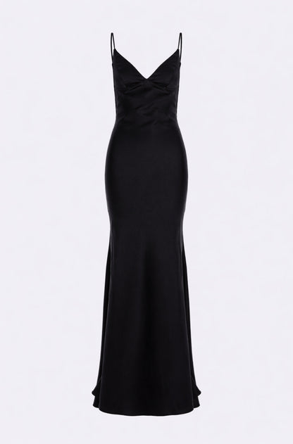 Como Satin Maxi Dress in Black