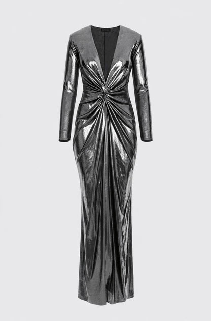 Mallorca Jersey Maxi Dress in Silver