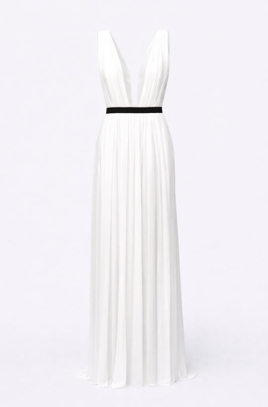 Santorini Cut Out Silk Tulle Dress in White