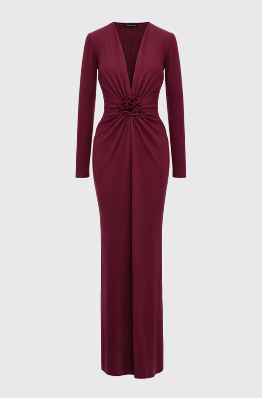 Mallorca Jersey Maxi Dress in Burgundy