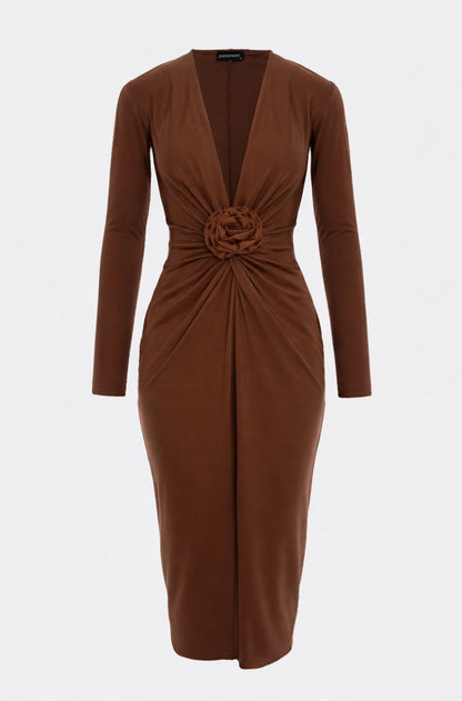 Mallorca Jersey Midi Dress in Mocha