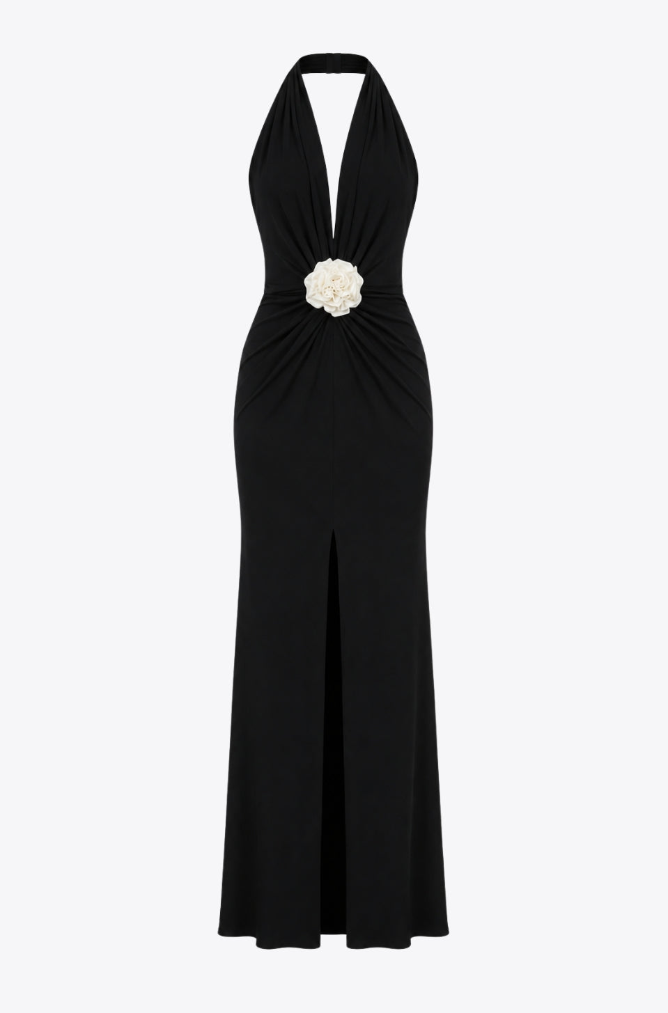 Mallorca Jersey Open back Maxi Dress in Black