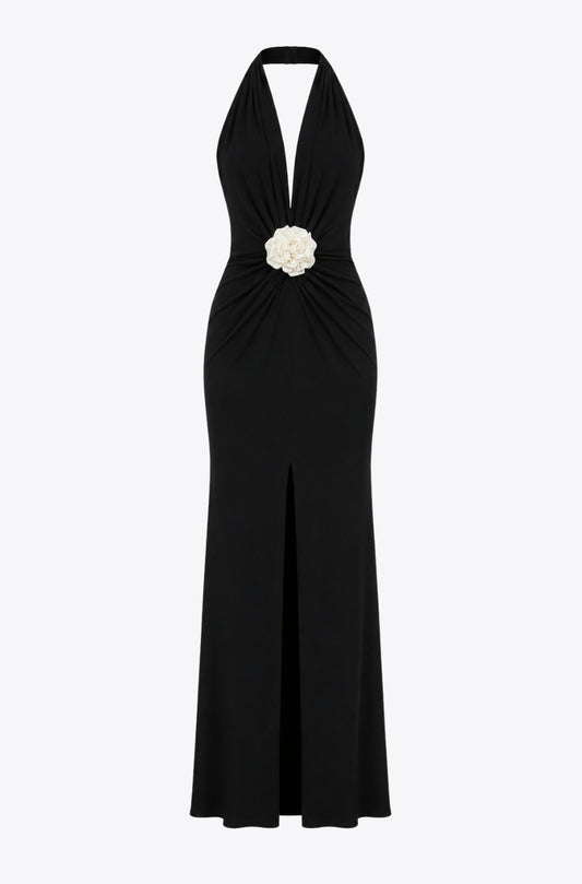 Mallorca Jersey Open back Maxi Dress in Black