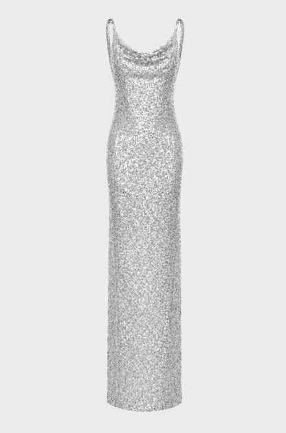 MARGOT SEQUIN MAXI DRESS SILVER