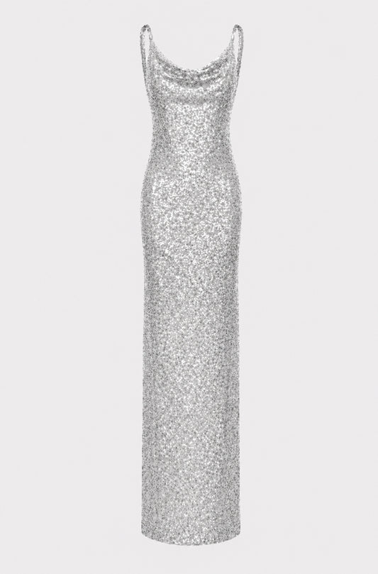 MARGOT SEQUIN MAXI DRESS SILVER