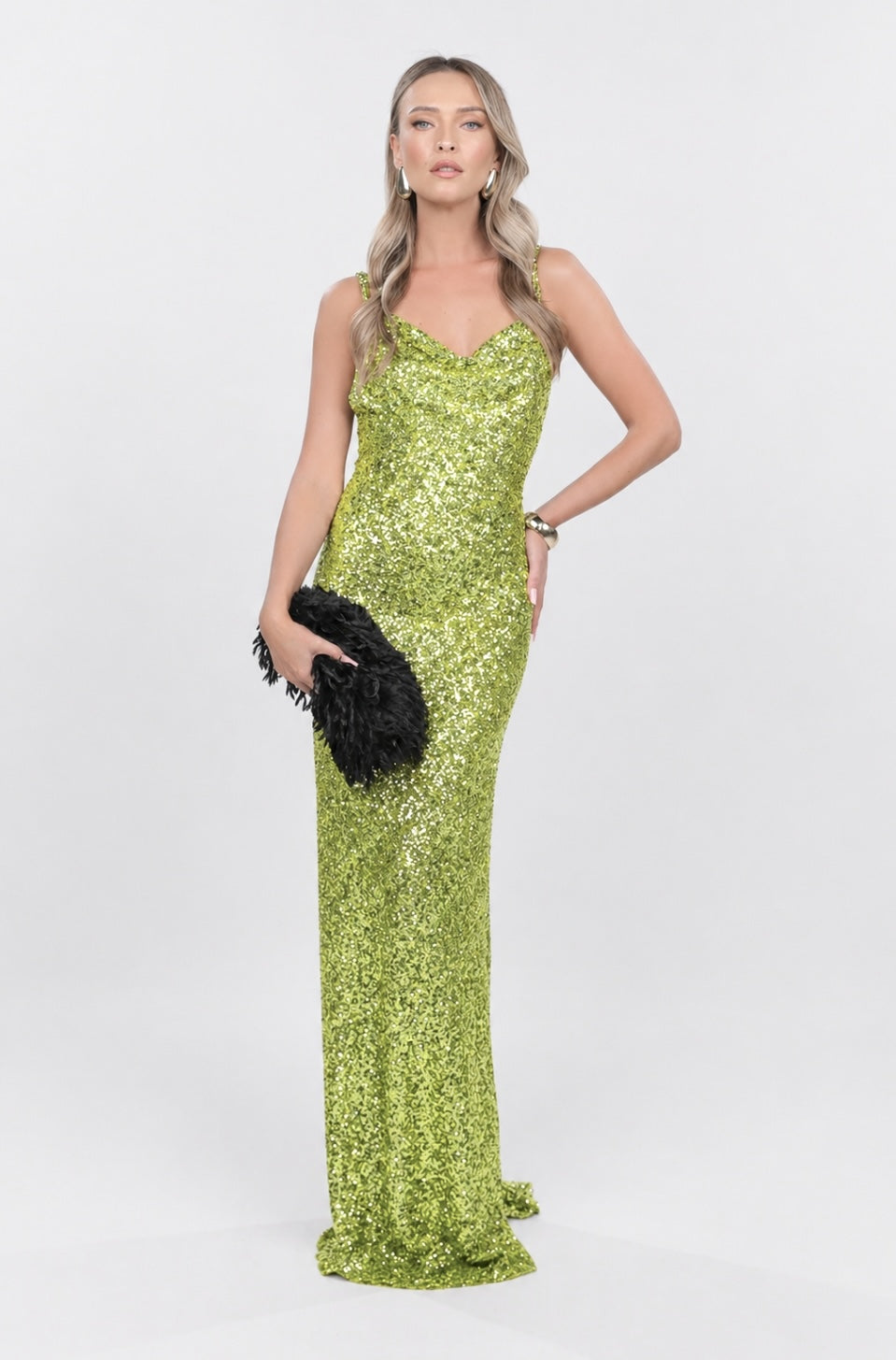 MARGOT SEQUIN MAXI DRESS LIME