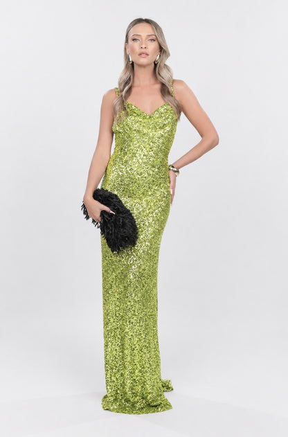 MARGOT SEQUIN MAXI DRESS LIME