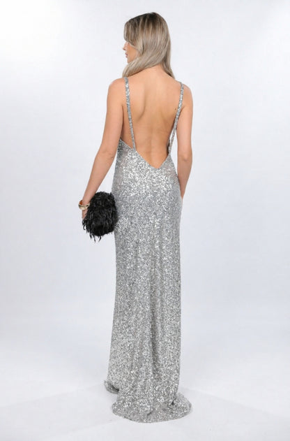 MARGOT SEQUIN MAXI DRESS SILVER