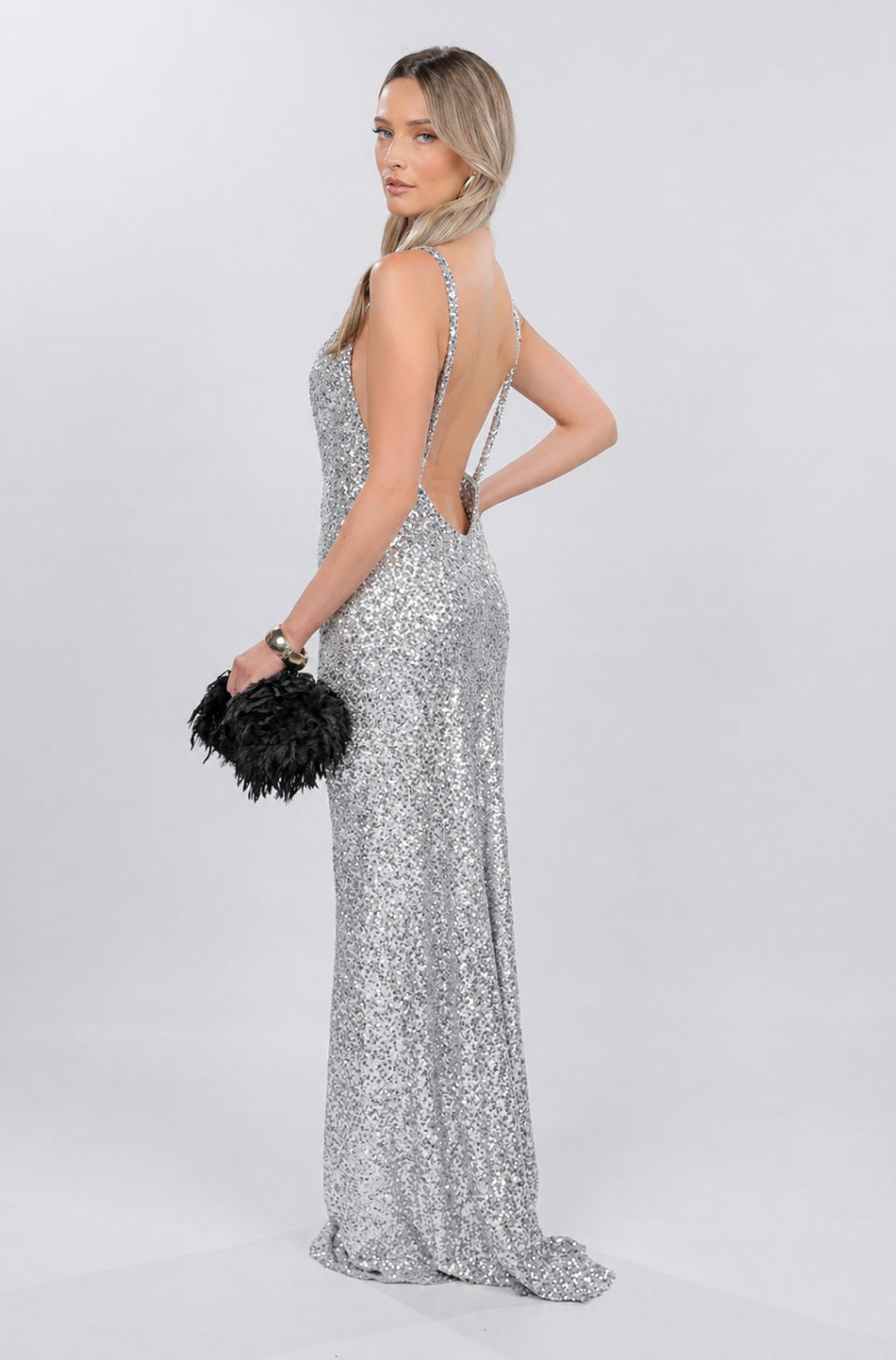 MARGOT SEQUIN MAXI DRESS SILVER