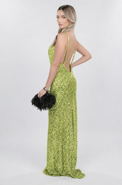 MARGOT SEQUIN MAXI DRESS LIME