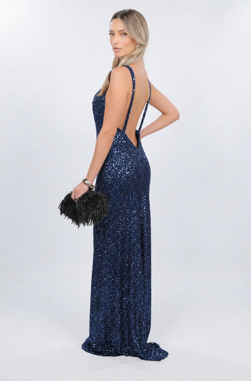 MARGOT SEQUIN MAXI DRESS NAVY