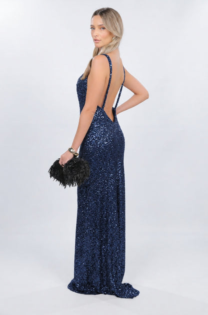 MARGOT SEQUIN MAXI DRESS NAVY