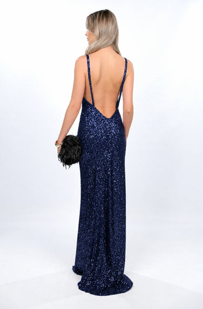 MARGOT SEQUIN MAXI DRESS NAVY