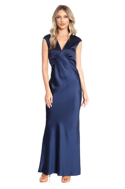 Cali Maxi Satin Dress In Navy