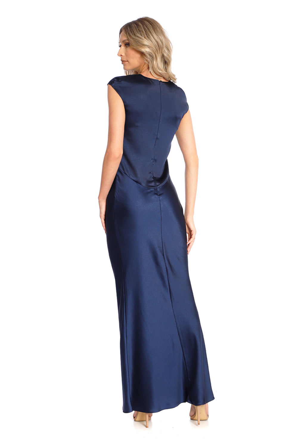 Cali Maxi Satin Dress In Navy