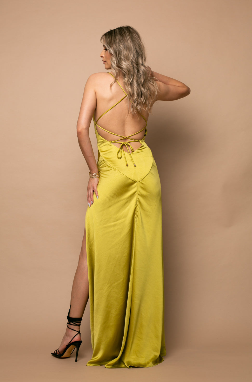 seville satin maxi dress Seville Satin Maxi Dress In Green by ROSERRY
