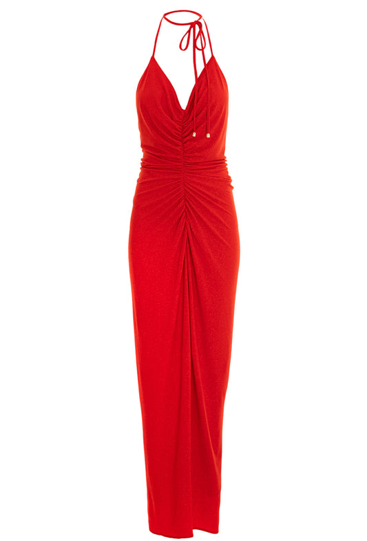 Monaco Lurex Jersey Maxi in Red