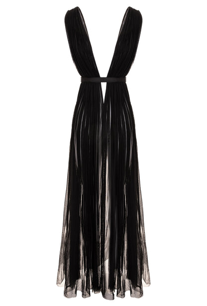 Santorini Cut Out Silk Tulle Dress in Black