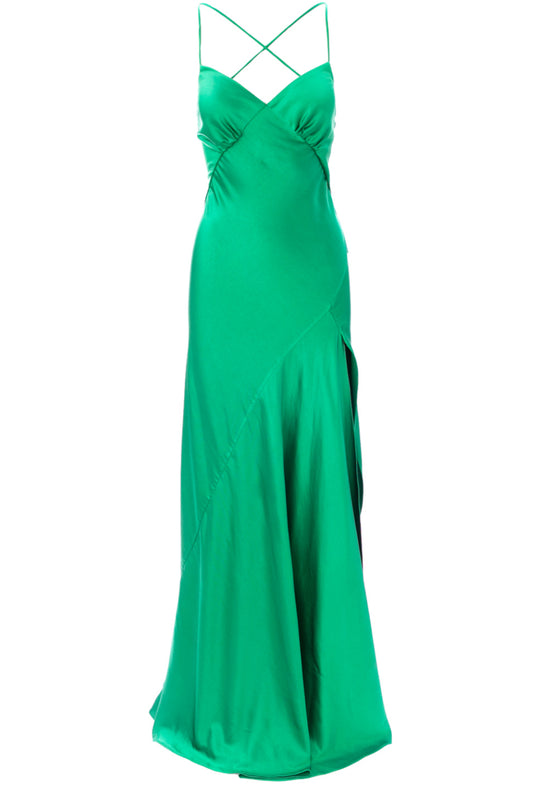 Seville Satin Maxi Dress In Green