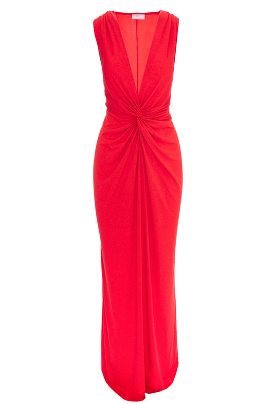 Mallorca Glitter Jersey Maxi Dress In Red