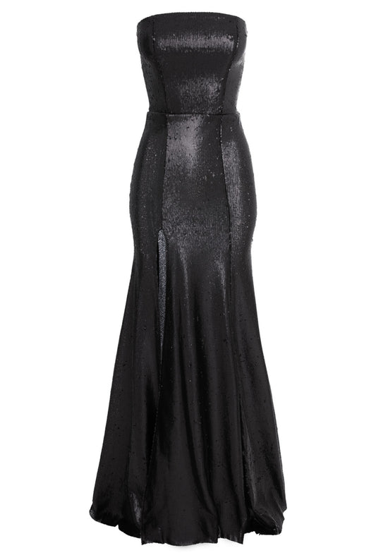 Cannes Sequins Maxi Dress In Black