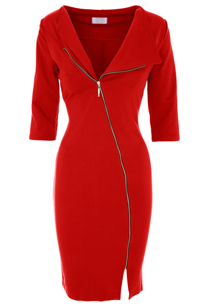 Chelsea Zipped Jersey Midi Dress In Red