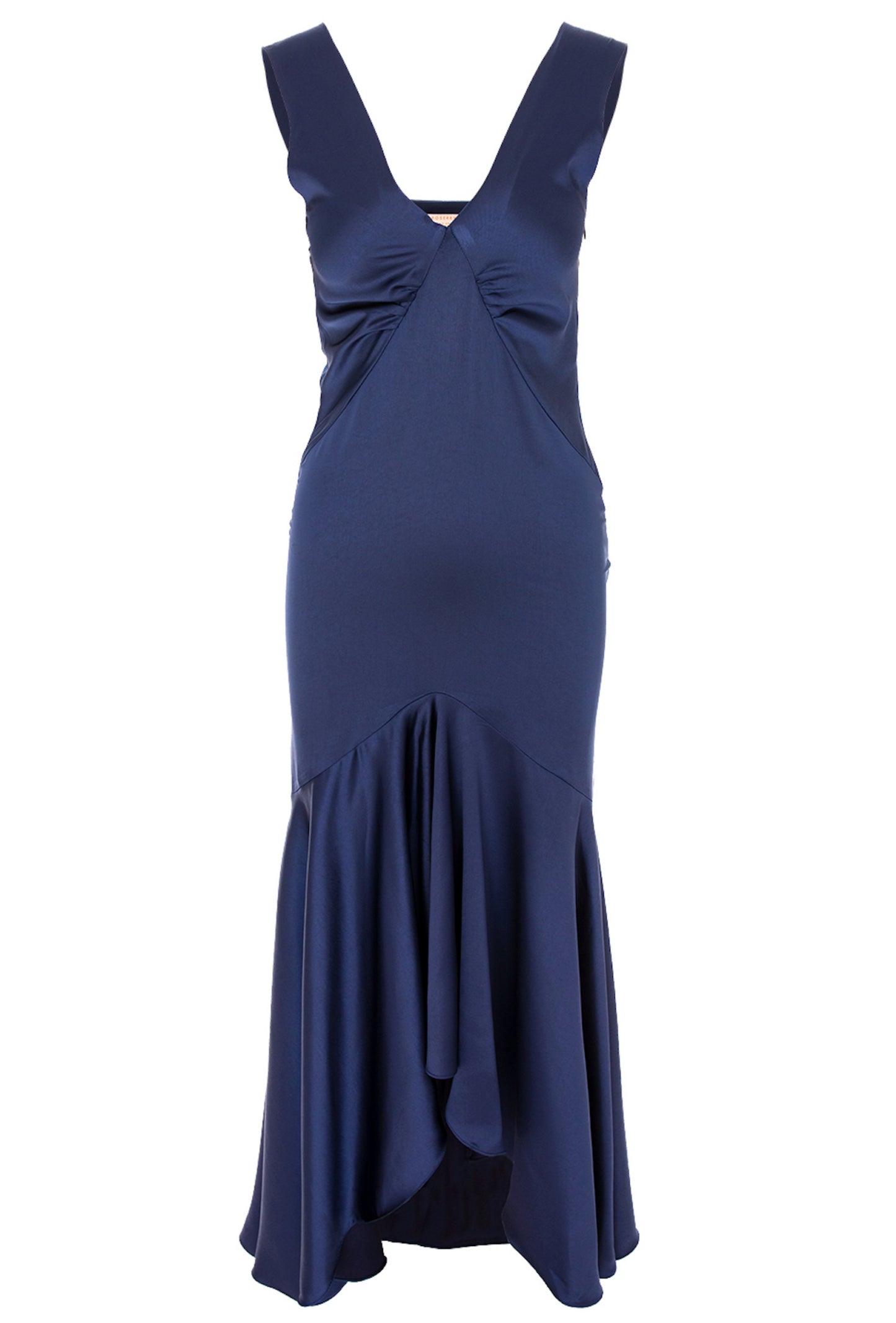 Tango Maxi Satin Dress In Navy