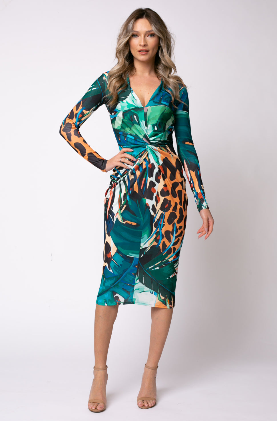Mallorca Jersey Midi Dress in Amazon Print