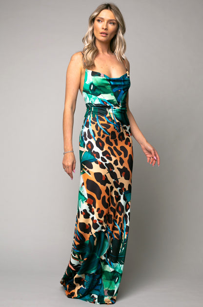 Tulum Maxi Jersey Dress In Amazon Print