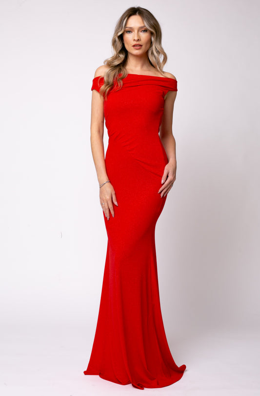 Venice Maxi Jersey Dress In Red