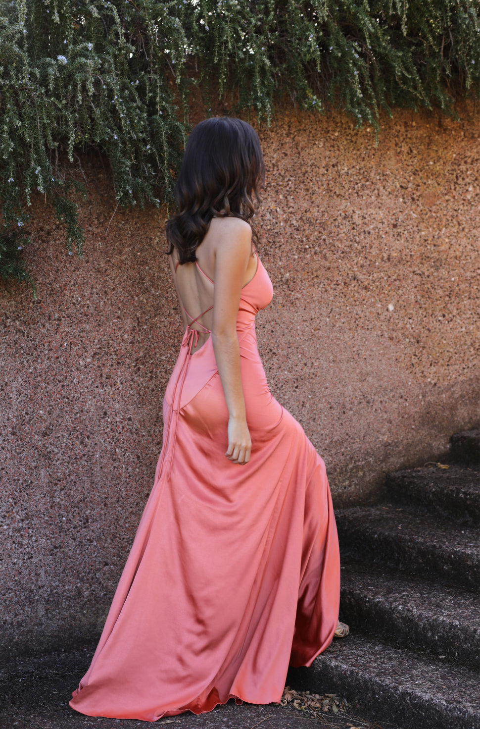 satin maxi dress orange Hermie Silky Satin Maxi Dress