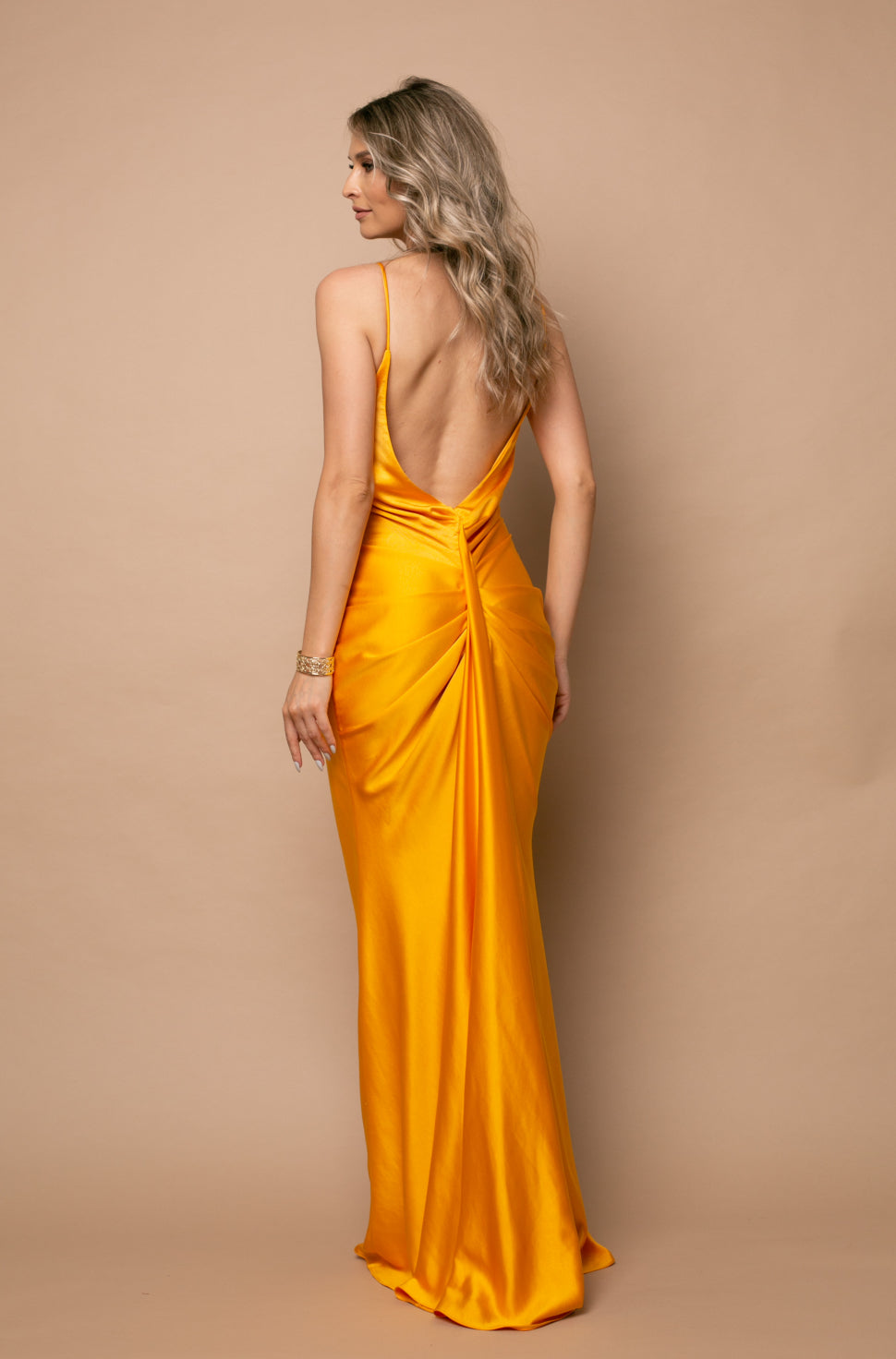 Como Satin Maxi Dress in Yellow