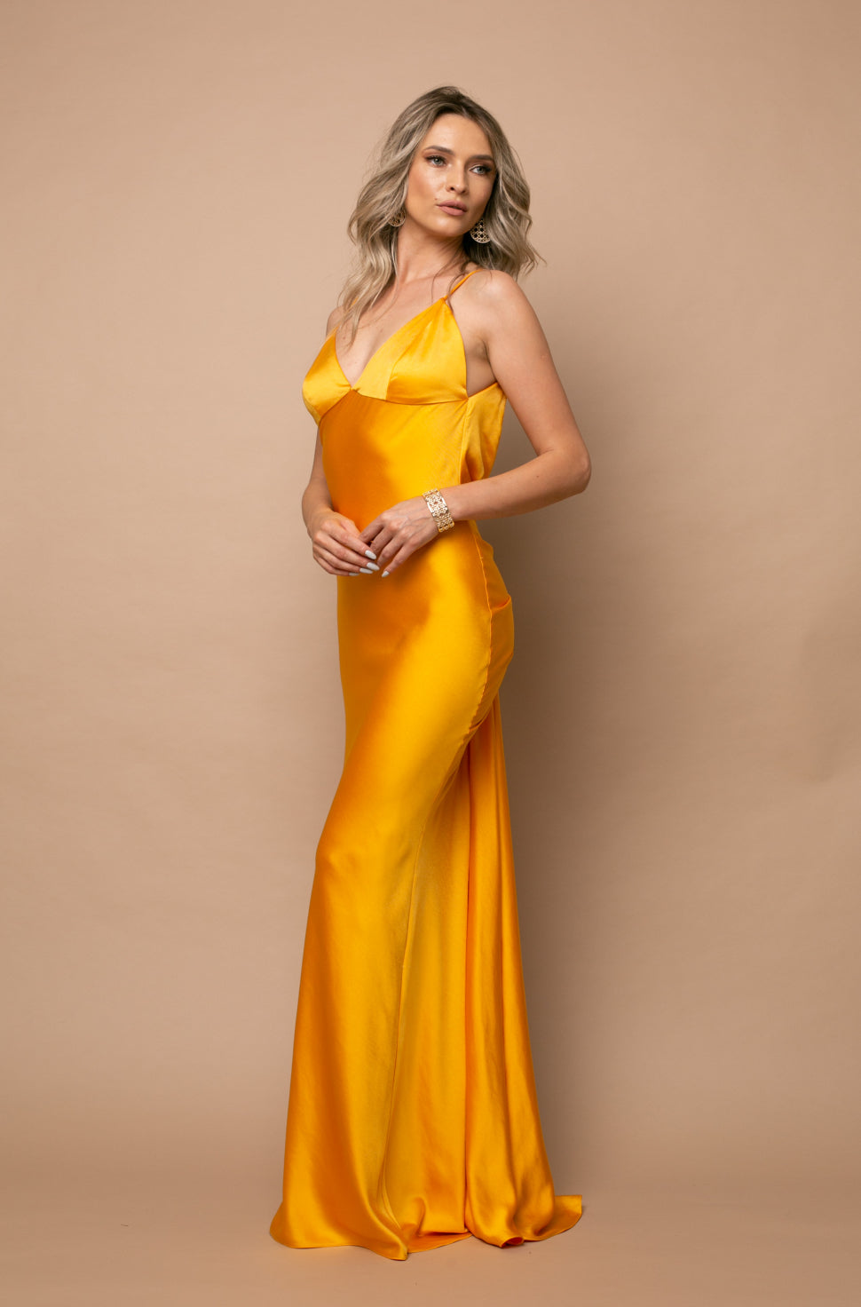 Como Satin Maxi Dress in Yellow Roserry.com Como Satin Maxi Dress in Yellow Roserry.com